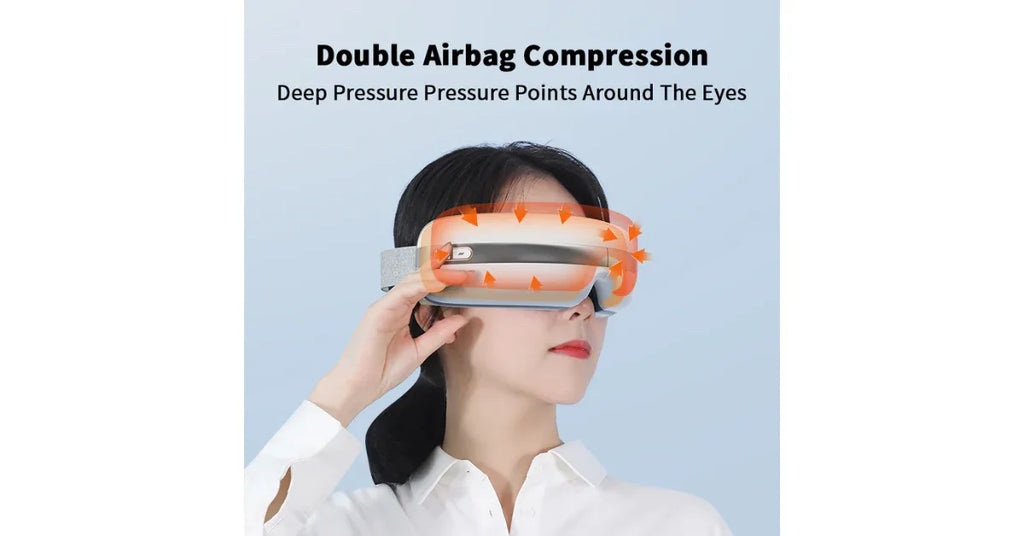Heated Eye Massager with Bluetooth & 16-Point Compression – Sleep, Stress & Dark Circle Relief - Omnibaya