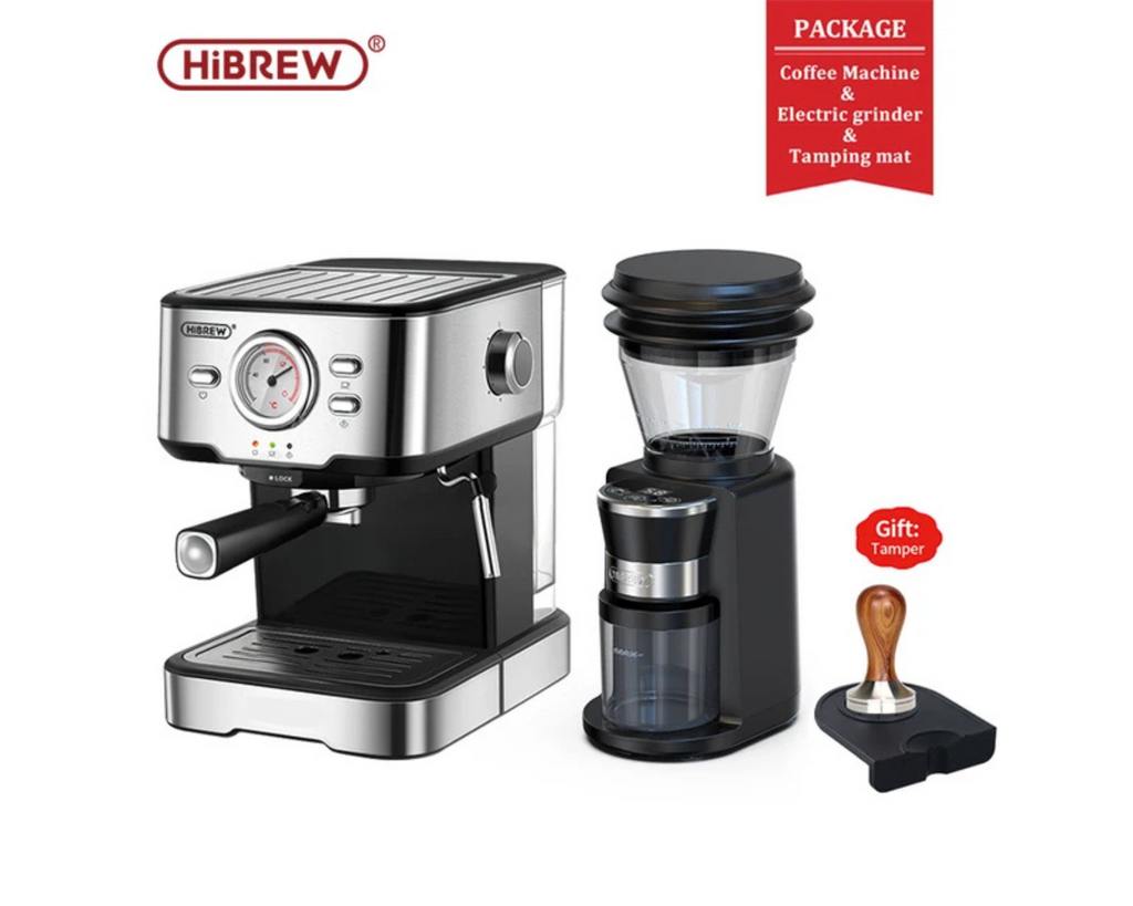 HiBREW 20 Bar Espresso Coffee Machine H5 – Semi Automatic Cappuccino Maker with Steam, Display & Stainless Steel Housing omnibaya