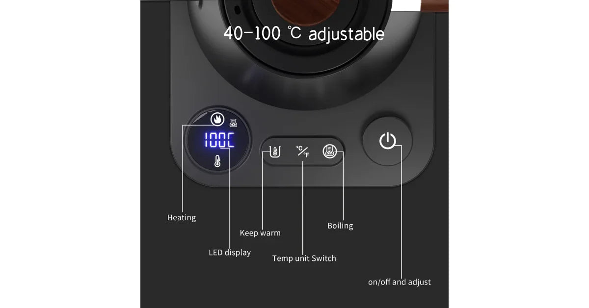 Mechanical Temperature Control Gooseneck Electric Kettle – Perfect for Coffee & Tea - Omnibaya