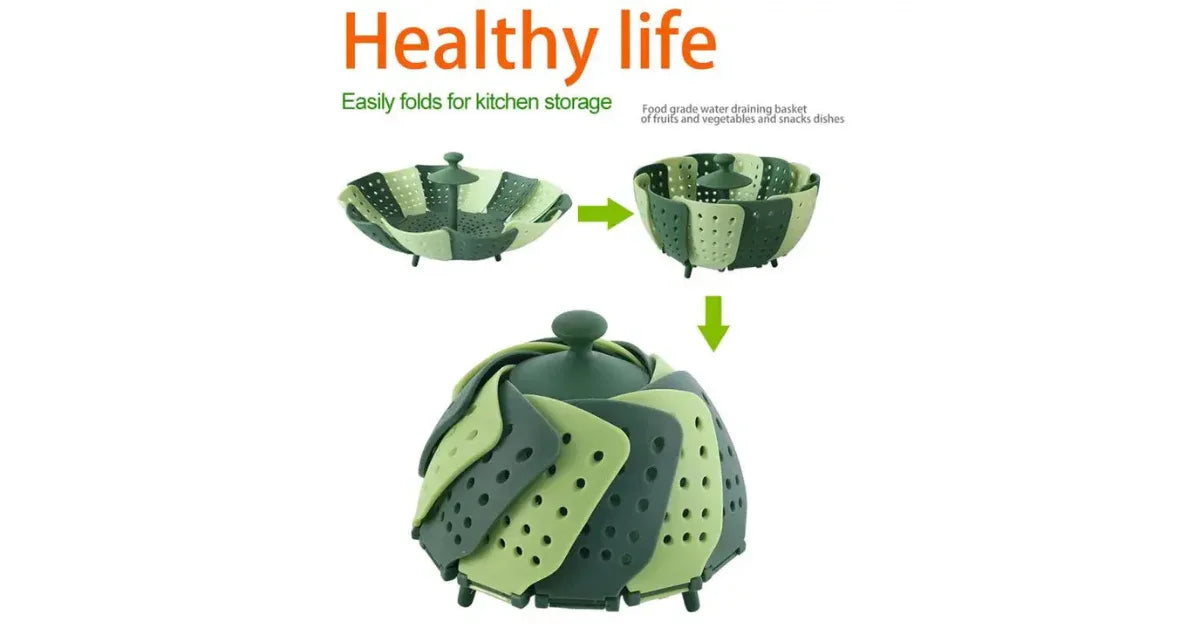 Foldable Silicone Steamer Basket – Space-Saving Kitchen Gadget - Omnibaya