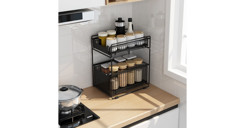 corner under sink organizer solution