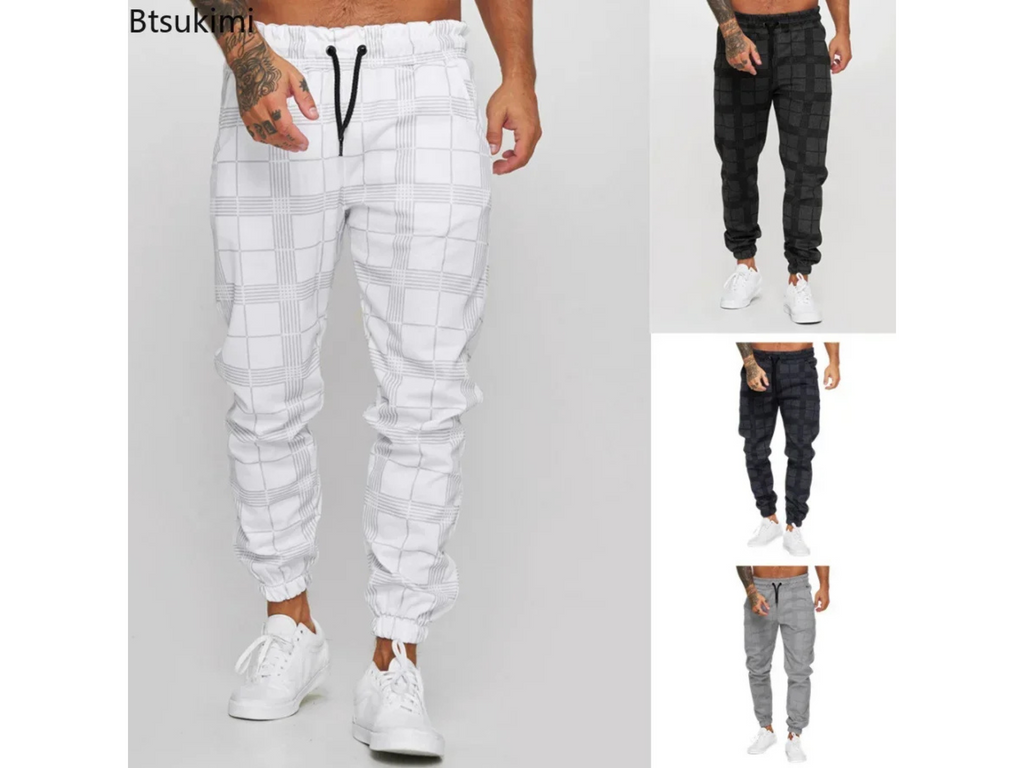 2025 Men's Cargo Jogger Pants – Stylish Plaid Sweatpants for Fitness, Streetwear & Gym - Omnibaya