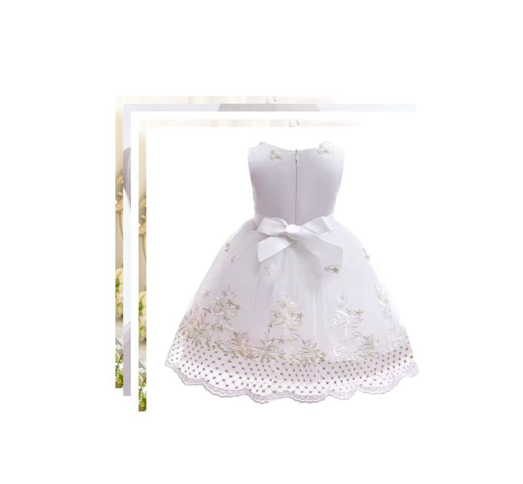 white dresses online, Flower Dress Pearl Gauze Princess, – Dresses, for Girls, Kids | Elegant Children's Dresses for Every Occasion omnibaya