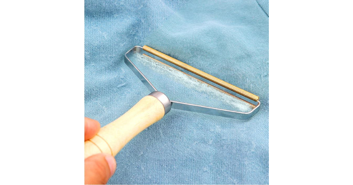 pet hair remover tool on sofa