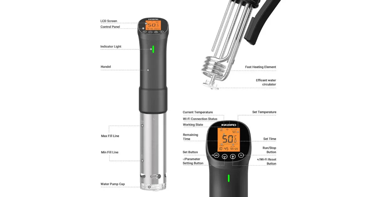 INKBIRD ISV-200W Wi-Fi Culinary Sous Vide – Perfect Precision Cooking at Home - Omnibaya