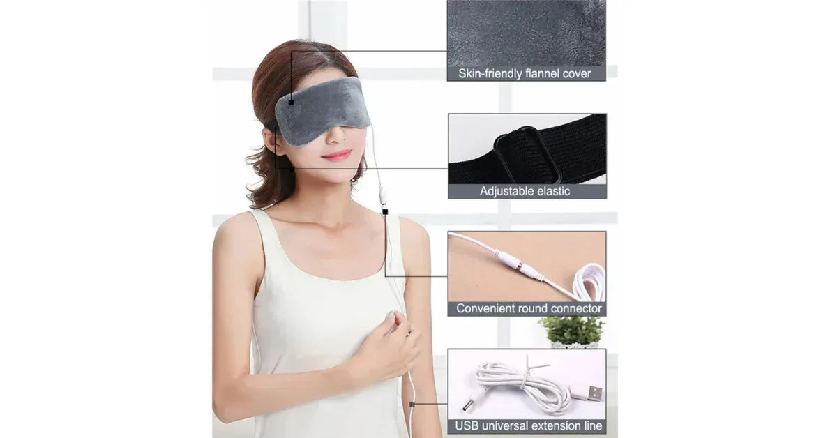 USB Heating Steam Eye Mask – Heated Sleep Eye Mask for Dry Eyes, Migraine Relief, Fatigue Relief & Relaxation Therapy - Omnibaya