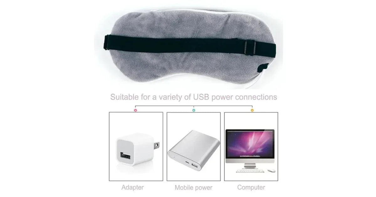USB Heating Steam Eye Mask – Heated Sleep Eye Mask for Dry Eyes, Migraine Relief, Fatigue Relief & Relaxation Therapy - Omnibaya