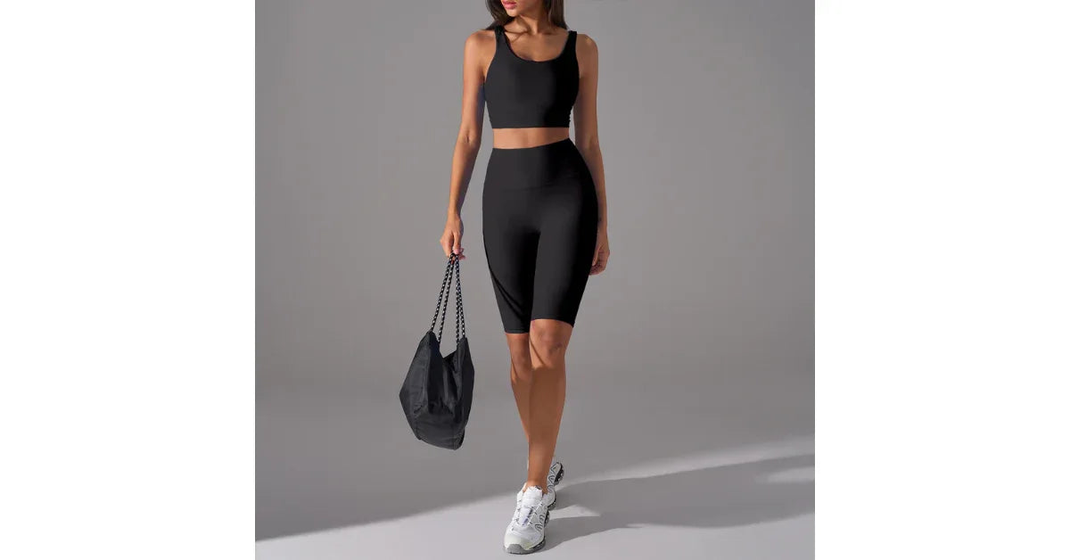 Women's Seamless Tank Top & High-Waist Capri Leggings Set – Gym & Running Activewear 2025 - Omnibaya