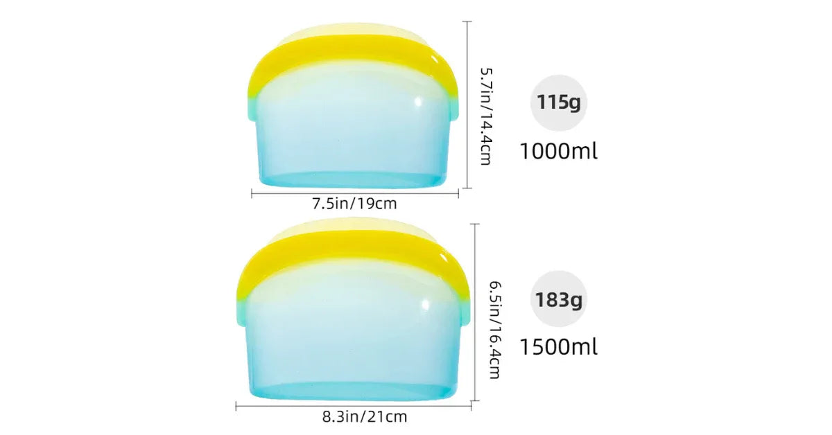 100% Food Grade 1500ml Reusable Silicone Food Storage Bags – Eco-Friendly Kitchen & Fridge Freezer Pouch - Omnibaya