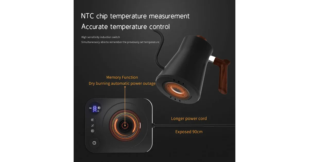 Mechanical Temperature Control Gooseneck Electric Kettle – Perfect for Coffee & Tea - Omnibaya