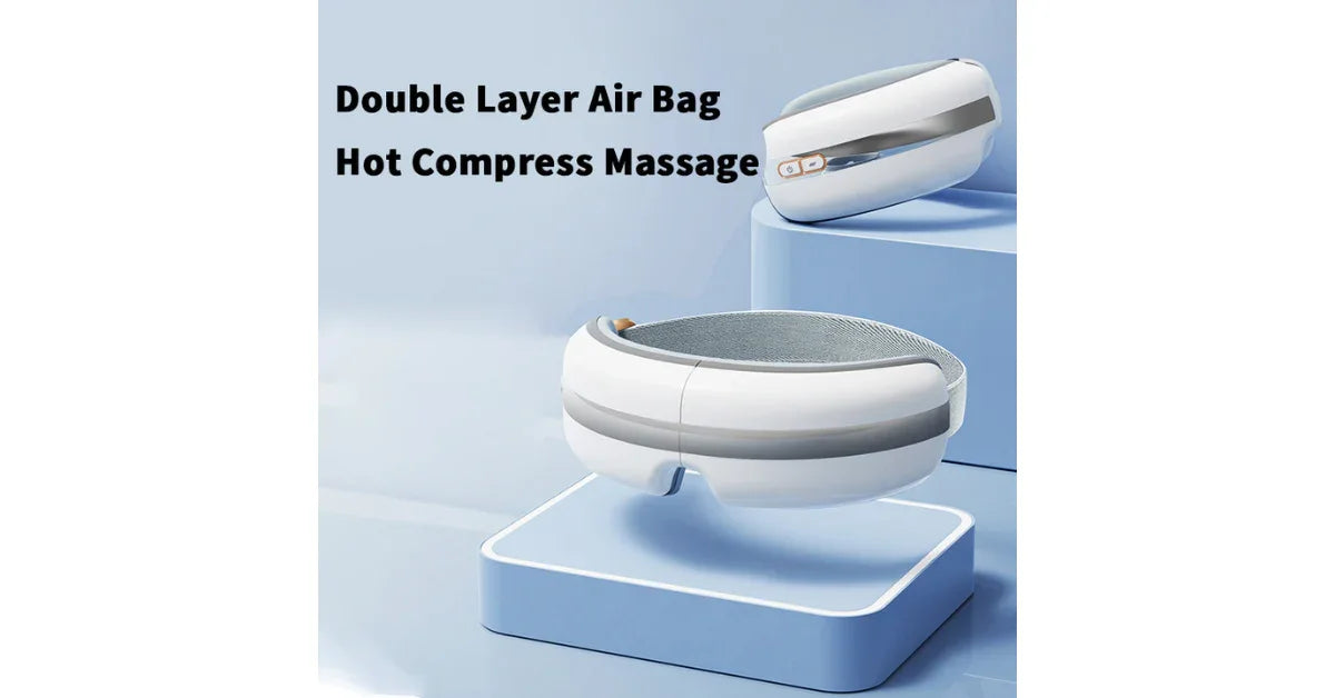 Heated Eye Massager with Bluetooth & 16-Point Compression – Sleep, Stress & Dark Circle Relief - Omnibaya