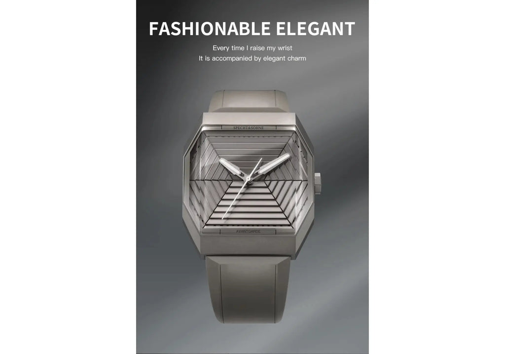 🔥 Specht & Söhne SP0026 sports luxury watch with geometric dial, stainless steel case, and grey rubber strap. Stylish waterproof timepiece under $500.