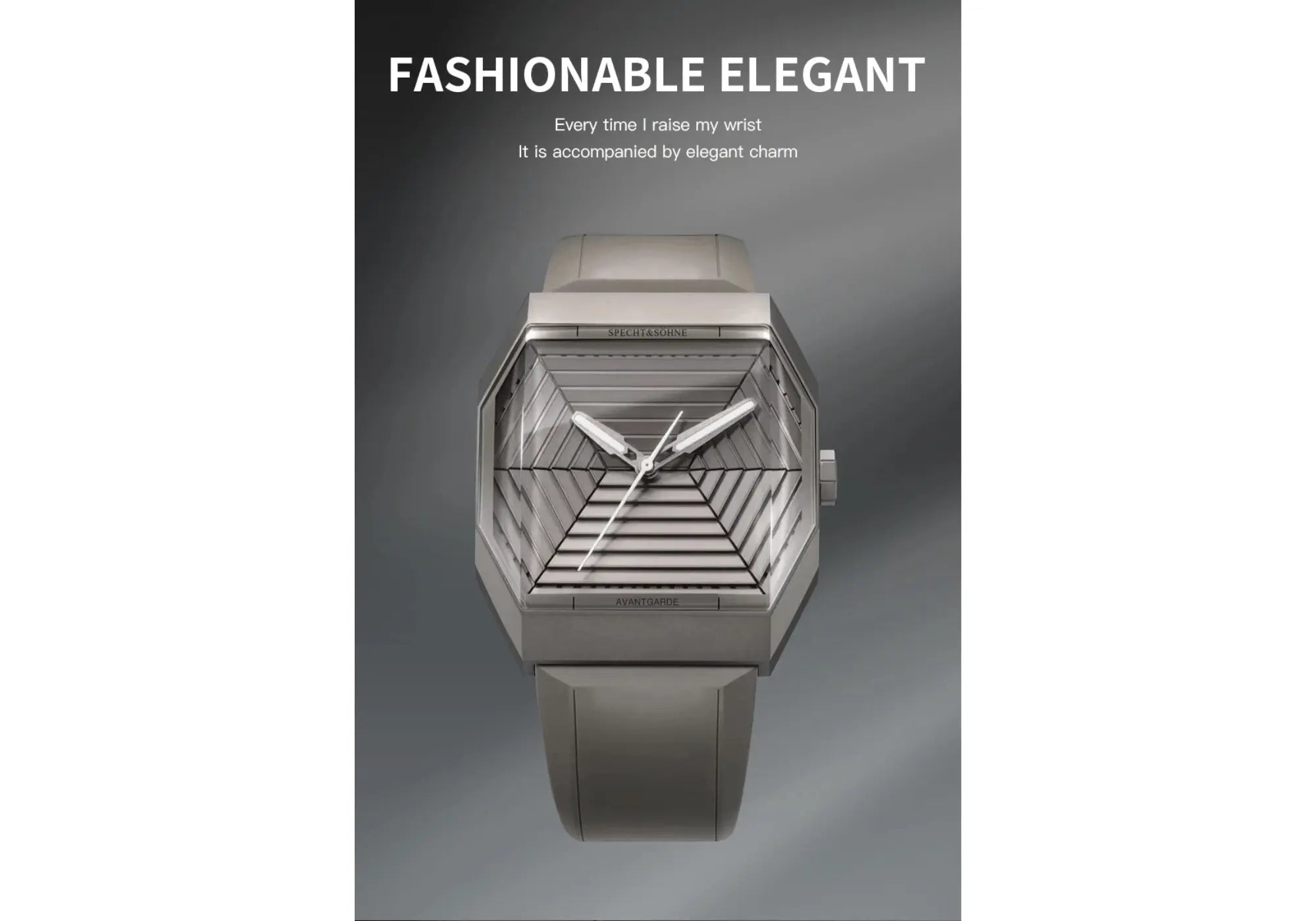 🔥 Specht & Söhne SP0026 sports luxury watch with geometric dial, stainless steel case, and grey rubber strap. Stylish waterproof timepiece under $500.