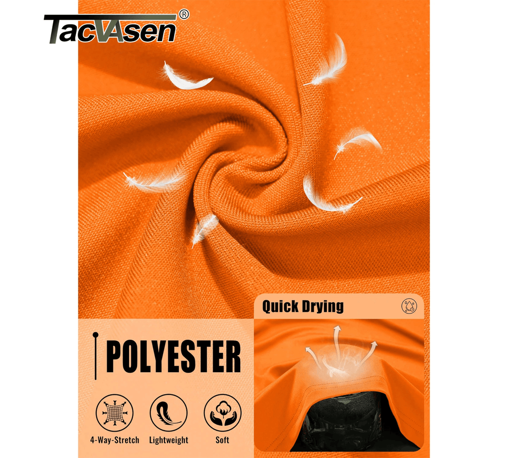 Black TACVASEN men's hooded t-shirt with UPF 50+ sun protection, lightweight and breathable fabric.