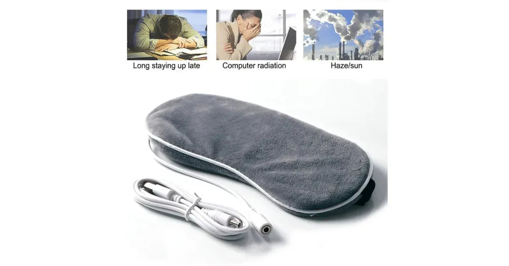 USB Heating Steam Eye Mask – Heated Sleep Eye Mask for Dry Eyes, Migraine Relief, Fatigue Relief & Relaxation Therapy - Omnibaya