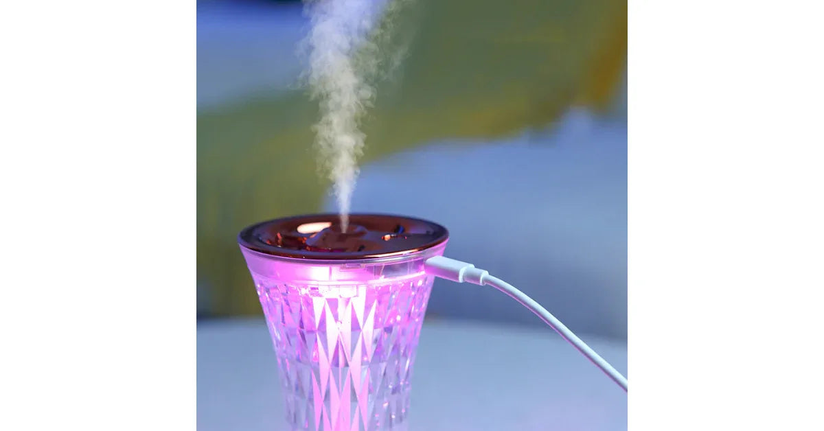 Mini Ultrasonic Humidifier with LED Night Light – Portable & USB Rechargeable - Omnibaya