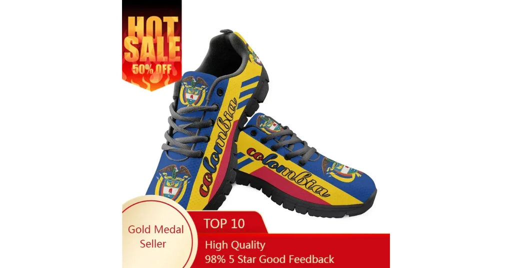 Colombia Flag Sneakers – Custom Casual Shoes for Men & Women | Lightweight Couple Fashion Trainers - Omnibaya