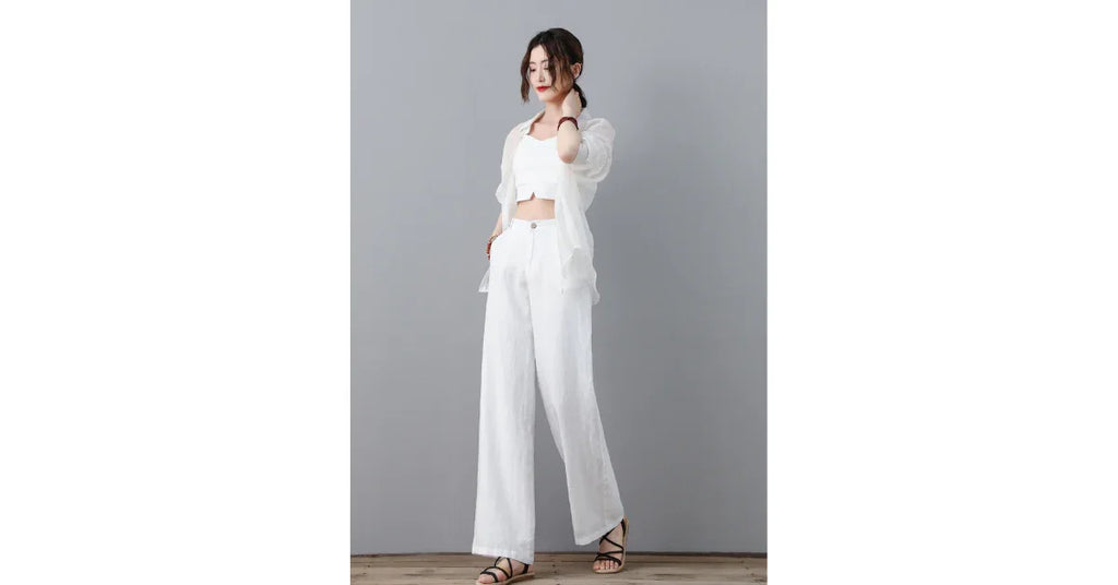 Custom White Linen Pants – Womens Wide Leg Linen Pants 2025 - Omnibaya