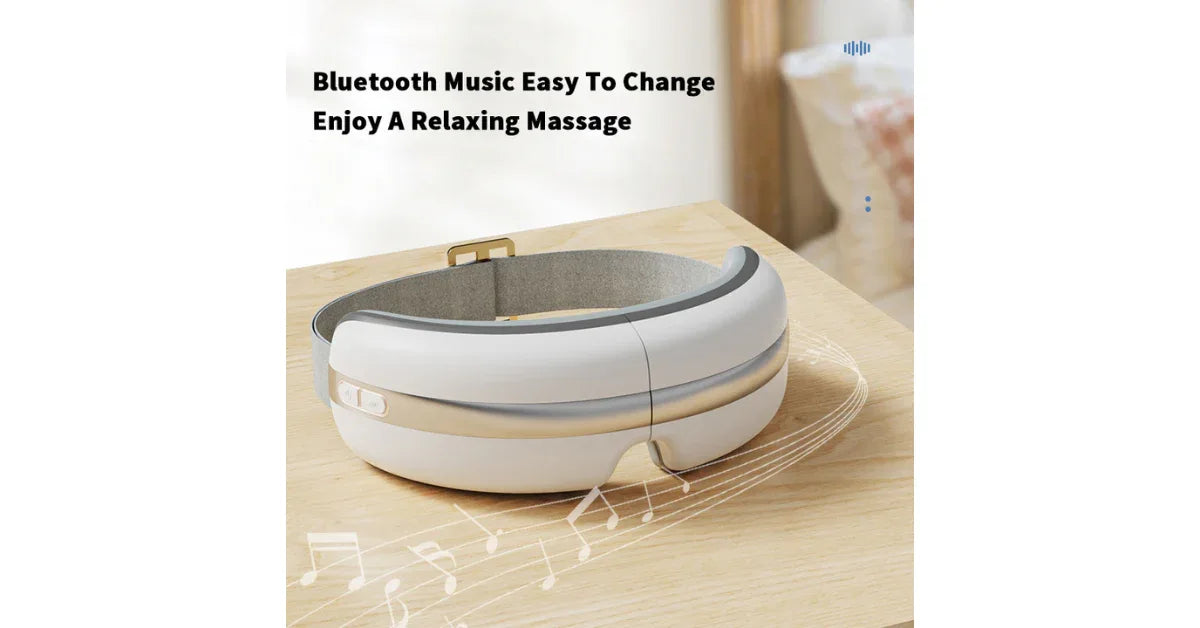 Heated Eye Massager with Bluetooth & 16-Point Compression – Sleep, Stress & Dark Circle Relief - Omnibaya
