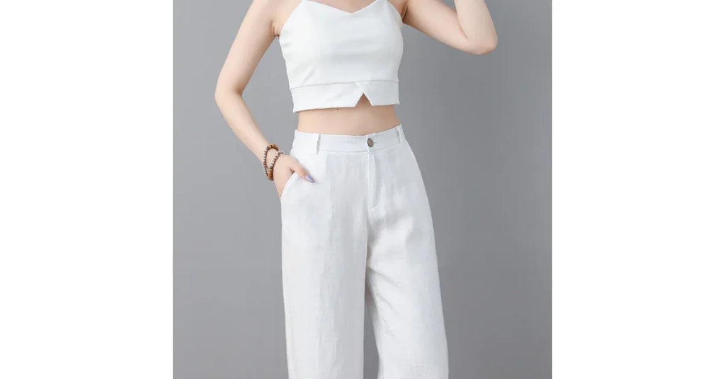 Custom White Linen Pants – Womens Wide Leg Linen Pants 2025 - Omnibaya