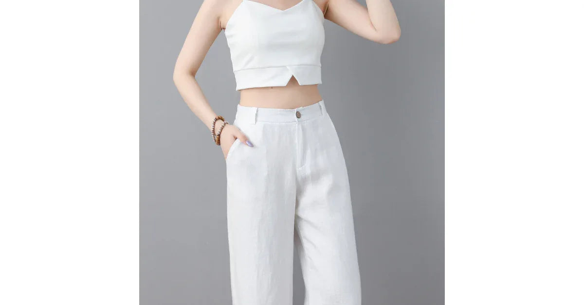 Custom White Linen Pants – Womens Wide Leg Linen Pants 2025 - Omnibaya