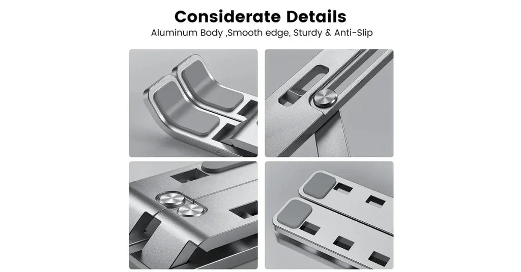 Xummen Foldable Aluminum Alloy Laptop Holder – Adjustable Portable Laptop Desk Stand - Omnibaya