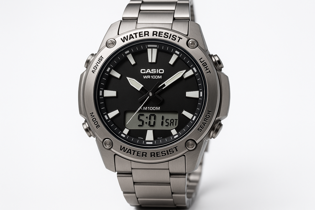 Casio AMW-880D-1A Men's Waterproof Sport Watch – Analog Digital, Stainless