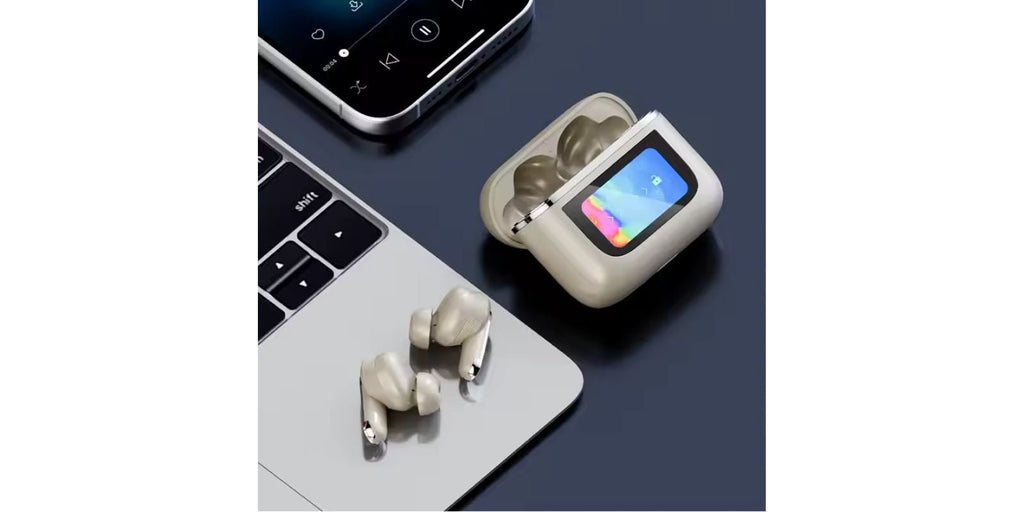 2024 Wireless Earphones V8 – Noise Cancelling Sport Earbuds with Smart LCD Touch, Fast Charging & Microphone omnibaya