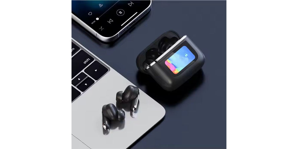 2024 Wireless Earphones V8 – Noise Cancelling Sport Earbuds with Smart LCD Touch, Fast Charging & Microphone omnibaya