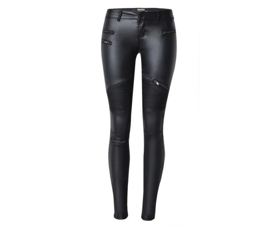 Sleek Black Faux Leather Pants for Women – Stylish, Stretchy & Gothic-Inspired Fit Omnibaya
