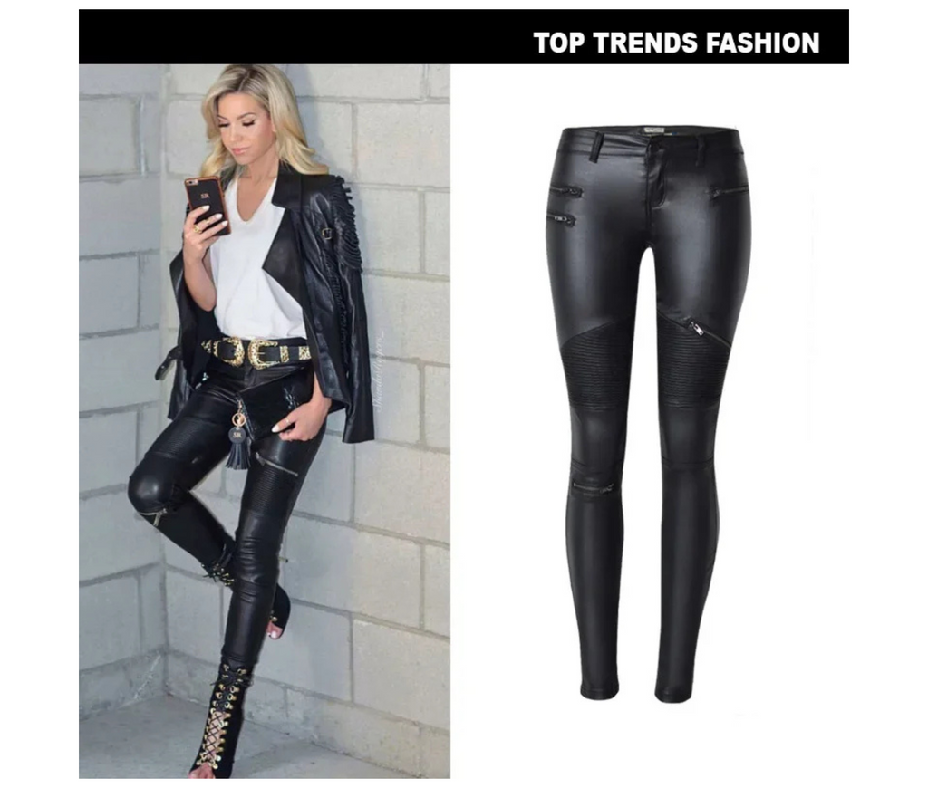 Sleek Black Faux Leather Pants for Women – Stylish, Stretchy & Gothic-Inspired Fit Omnibaya
